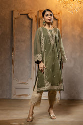 DA-1643 GREEN EMBROIDERED KURTA